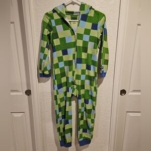 Minecraft Green and Blue Checkered Onesie